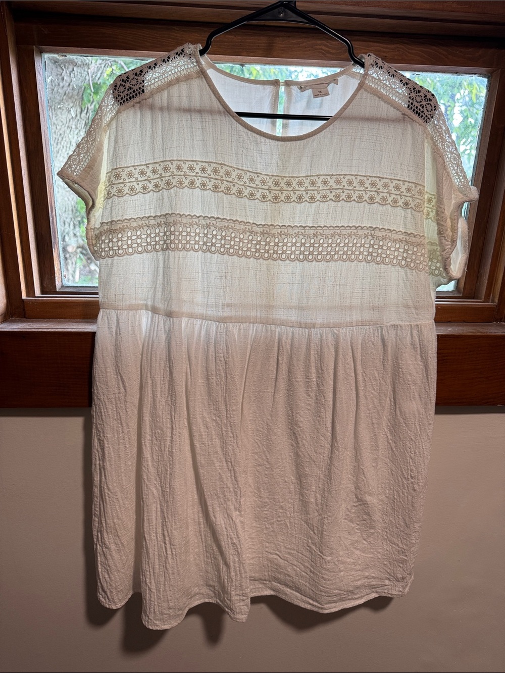 Love Riche Ivory Crochet-Trim Mini Dress
